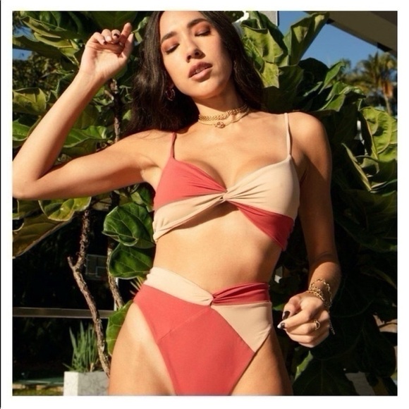 L*Space Color Block Nancy Lee Bitsy Bikini Bottom Brick Champagne - Picture 2 of 11